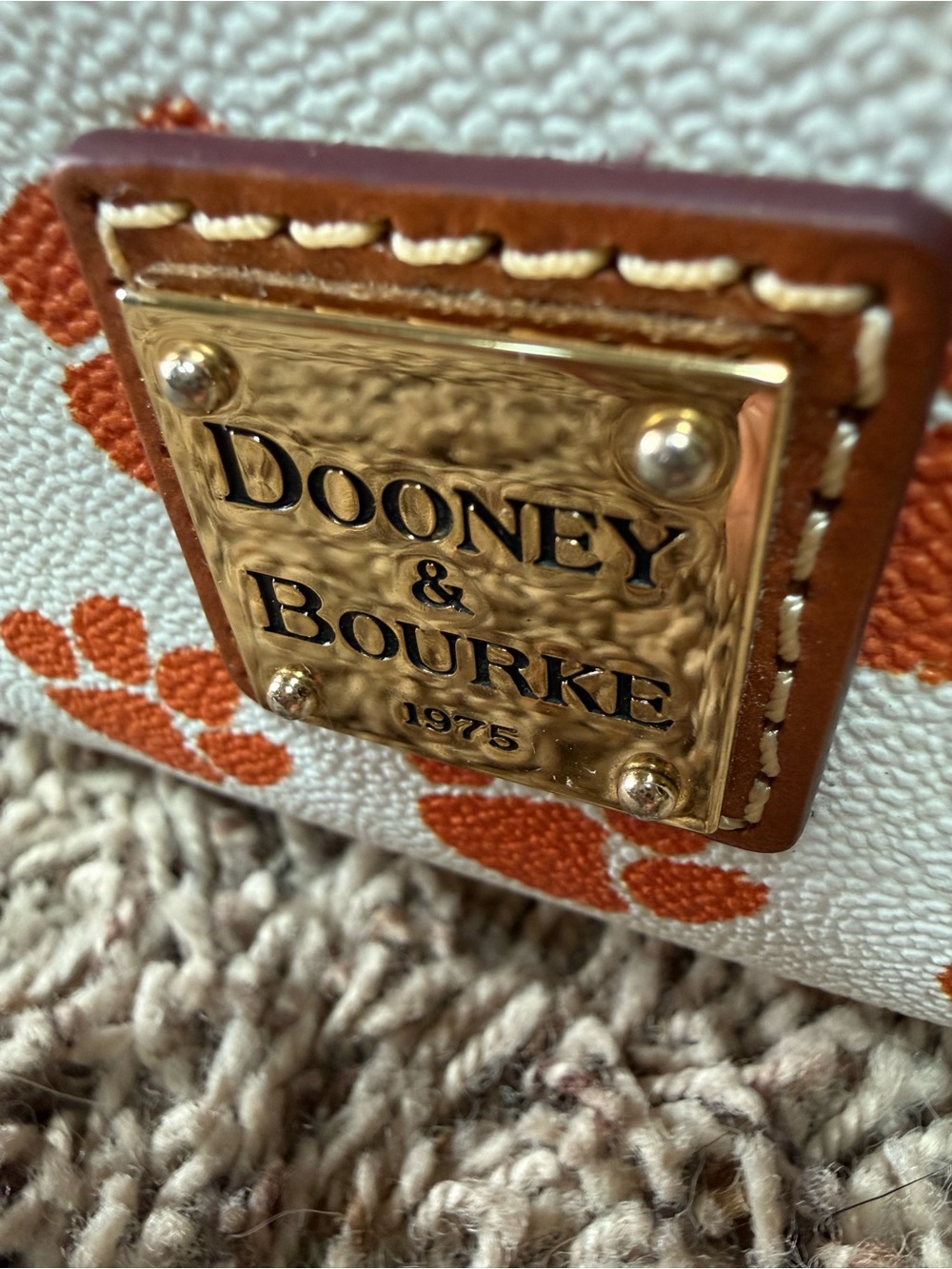 Dooney & Bourke -Clemson Tigers Coated Canvas Paw Print Celeste Satchel Handbag - Picture 2 of 16